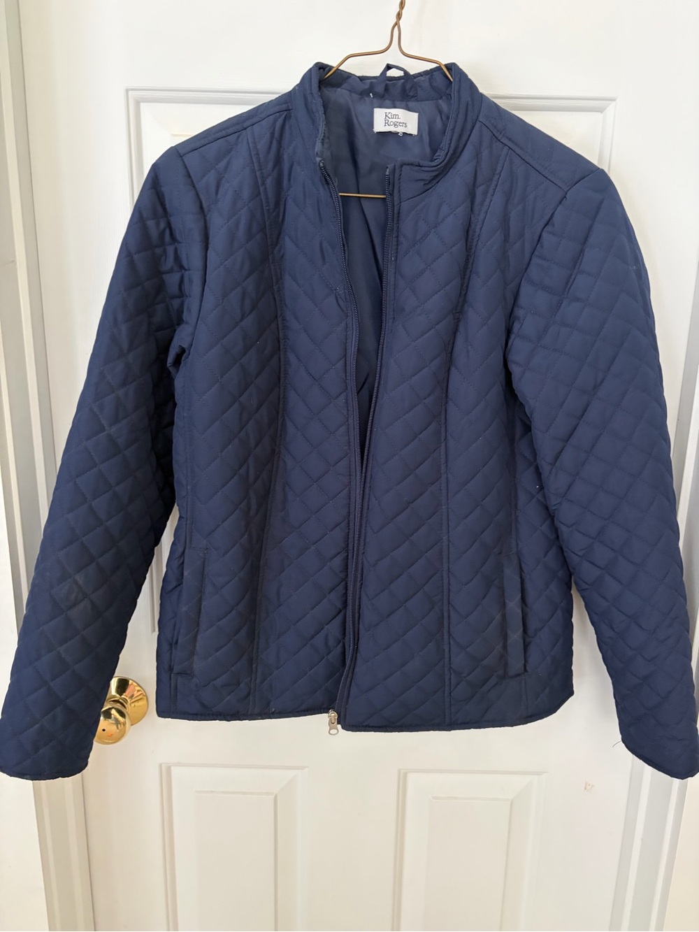 Kim Rogers Navy Quilted Puffer Jacket for Women